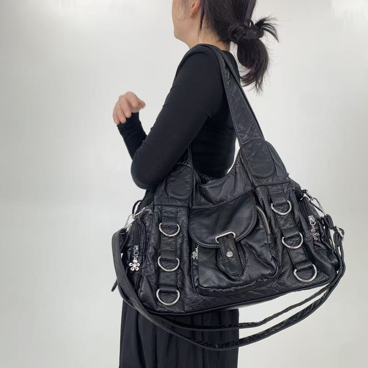 Hardware Shoulder Tote Bag