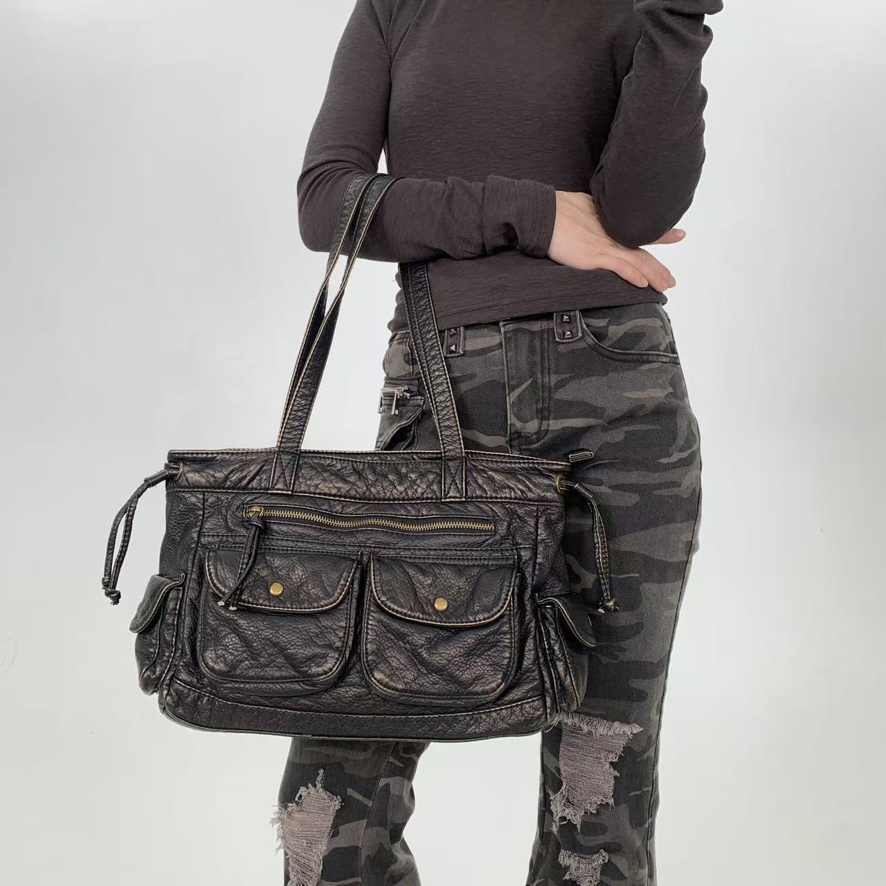 Slouchy Multi Pocket Shoulder Bag