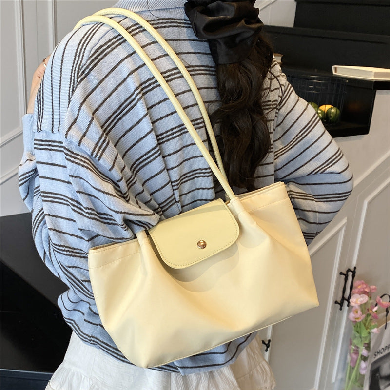 Pleated Canvas Shoulder Bag