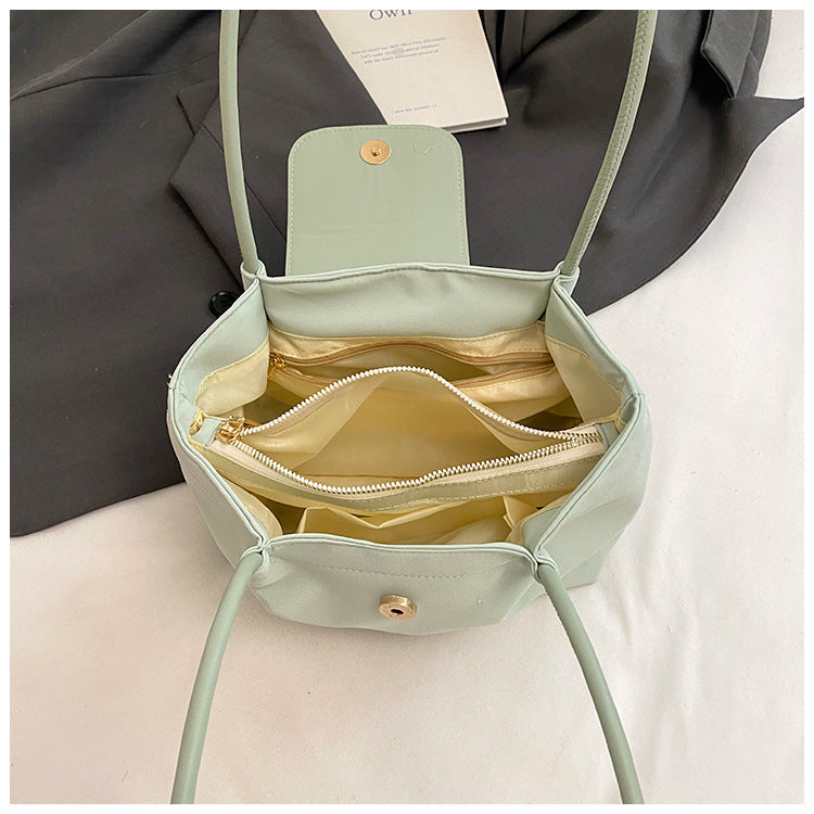 Pleated Canvas Shoulder Bag
