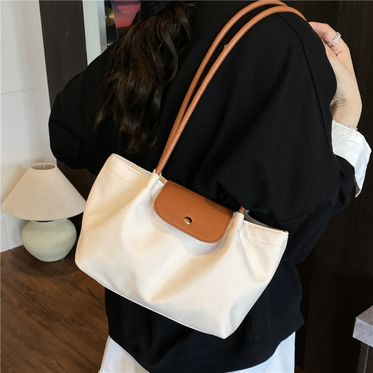 Pleated Canvas Shoulder Bag