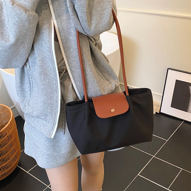 Pleated Canvas Shoulder Bag