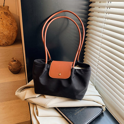 Pleated Canvas Shoulder Bag