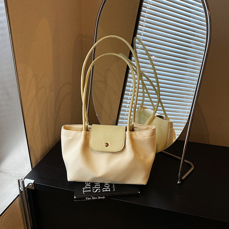 Pleated Canvas Shoulder Bag