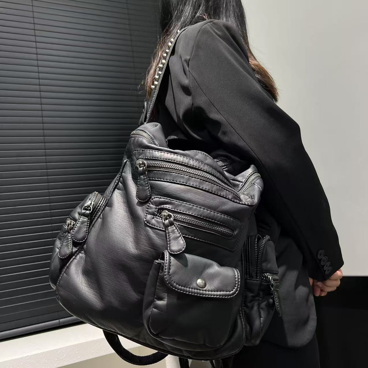 Multi Pocket Washed Backpack