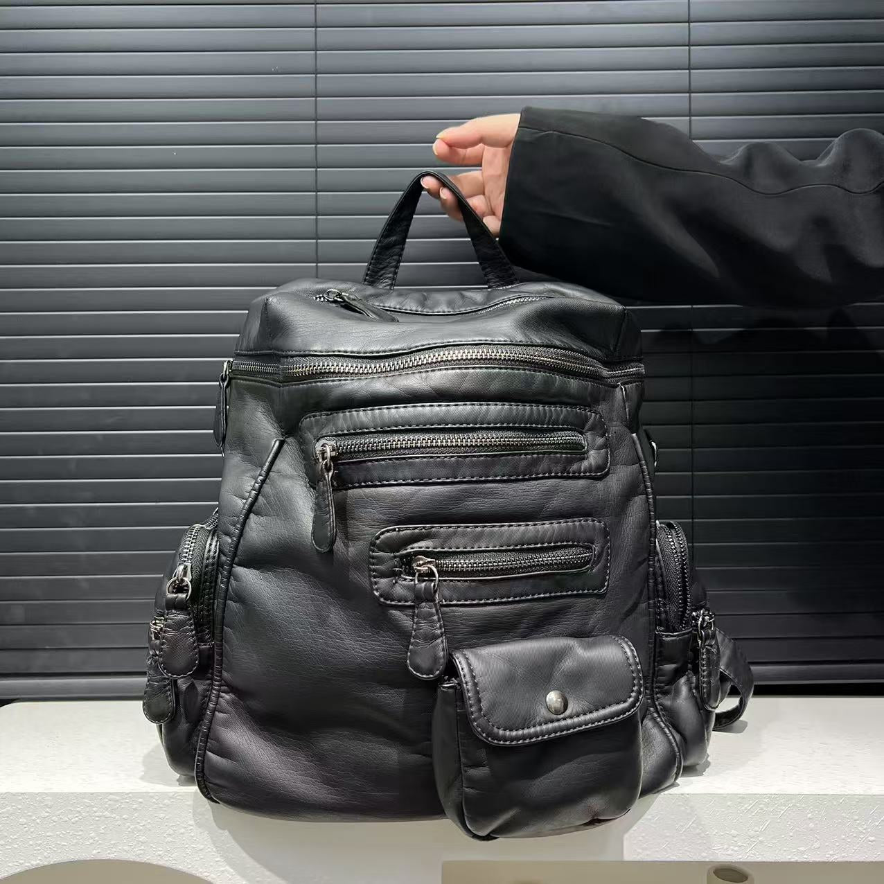 Multi Pocket Washed Backpack