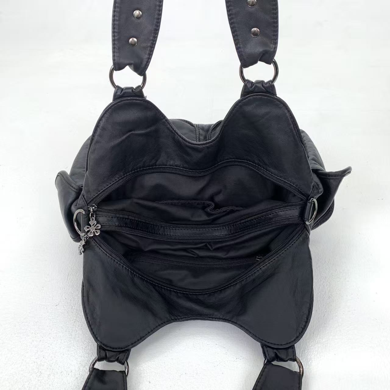 Pleated Multi Pocket Shoulder Bag