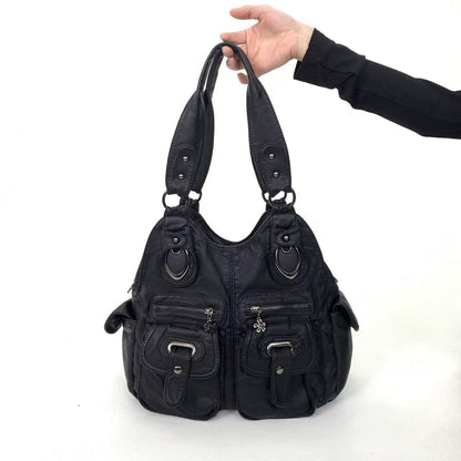 Pleated Multi Pocket Shoulder Bag