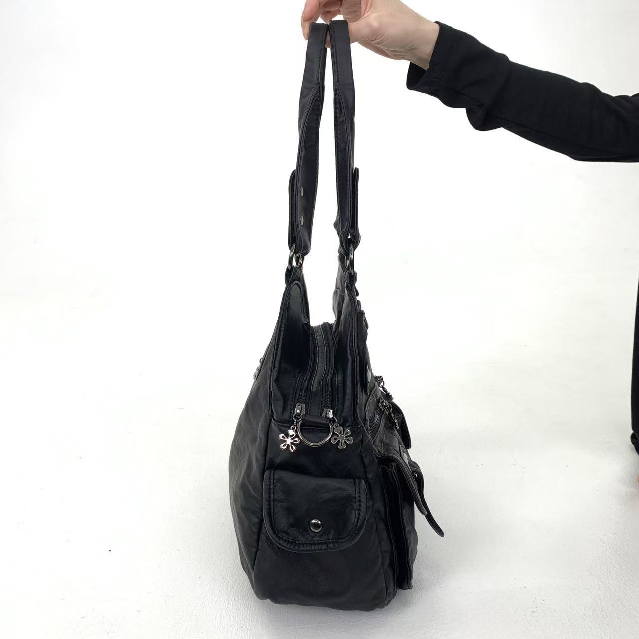 Pleated Multi Pocket Shoulder Bag