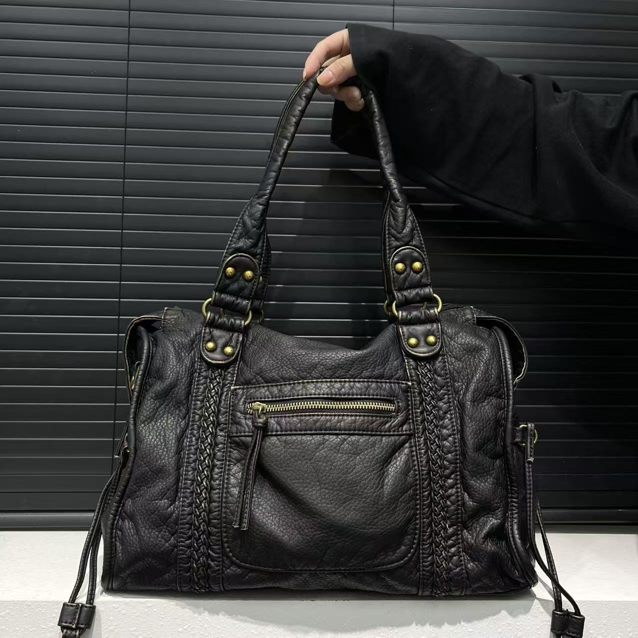 Braided Slouchy Shoulder Bag