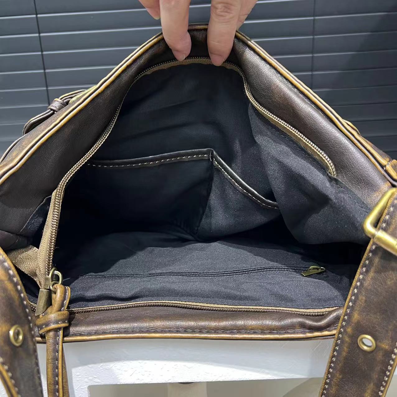 Distressed Shoulder Tote Bag