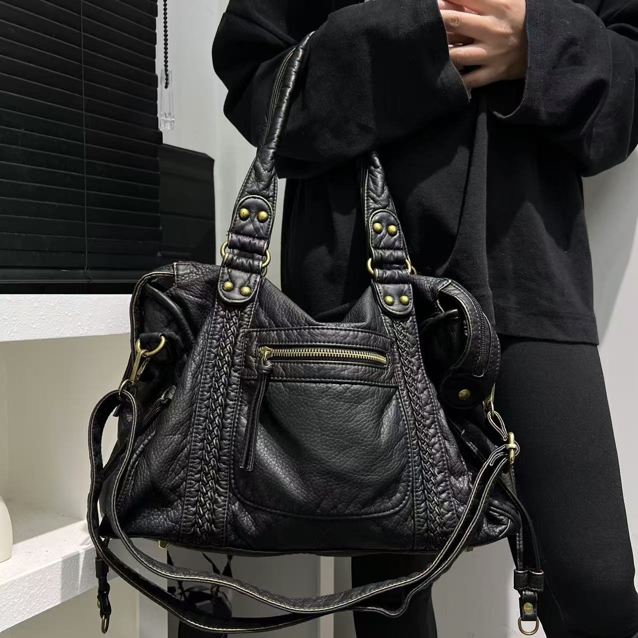 Braided Slouchy Shoulder Bag