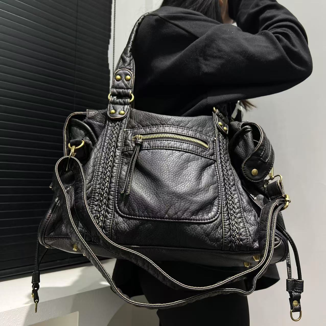 Braided Slouchy Shoulder Bag