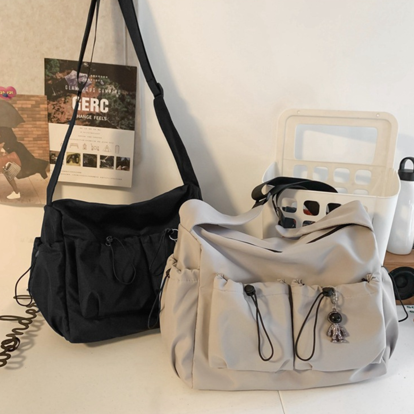 Minimalist Nylon Messenger Bag