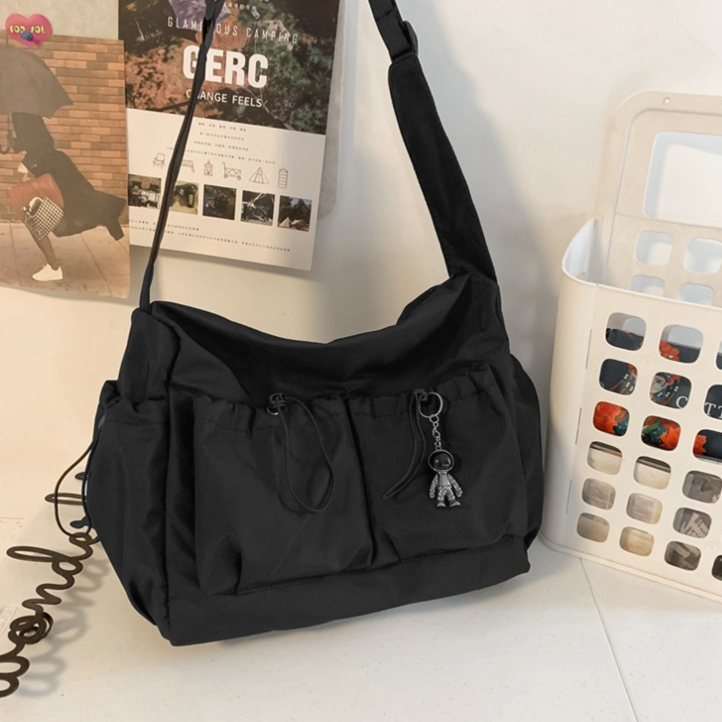 Minimalist Nylon Messenger Bag
