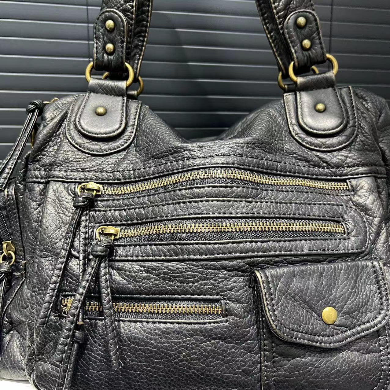 Studded Multi Pocket Tote Bag