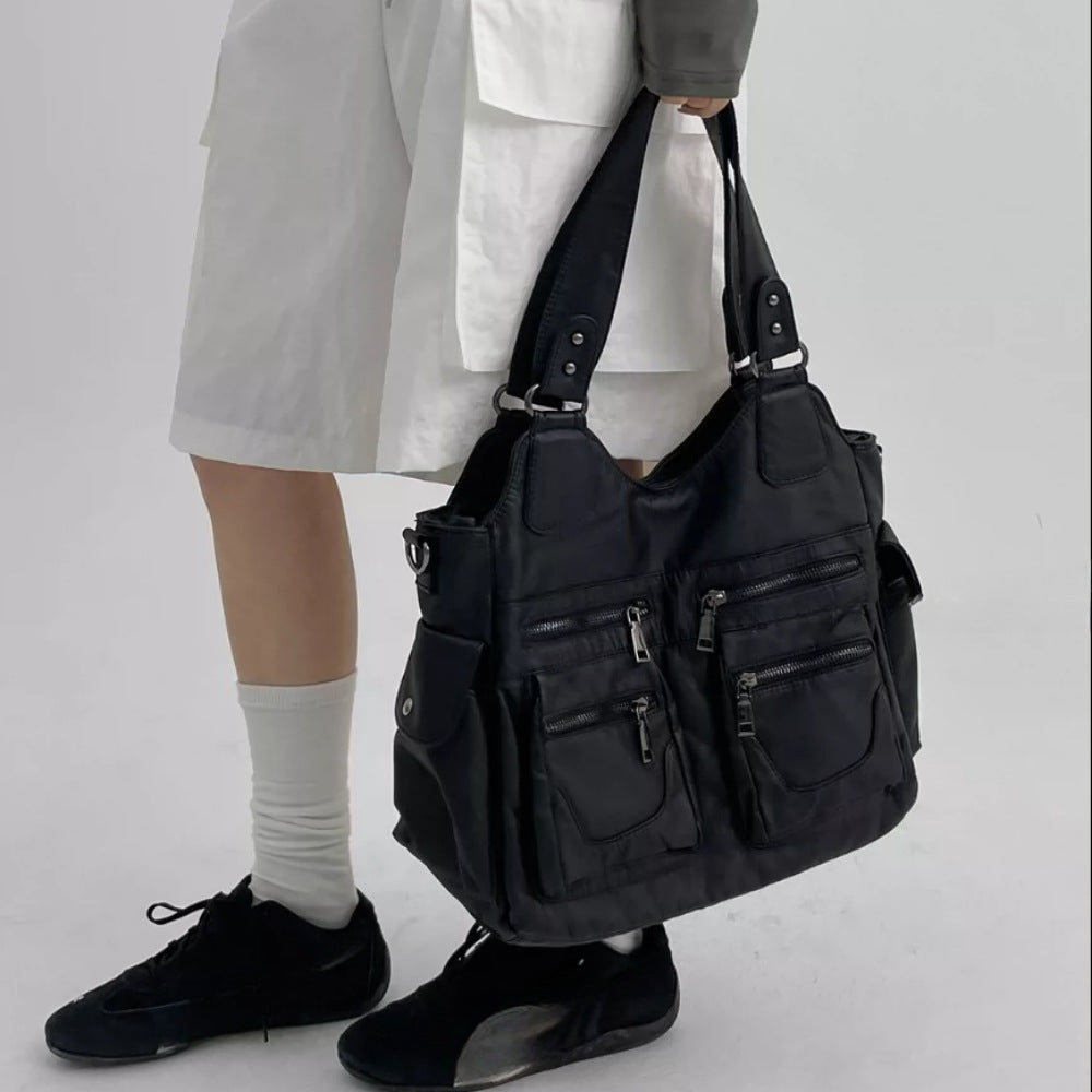 Multi Pocket Vegan Leather Tote Bag