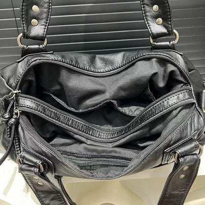 Washed Multi Pocket Shoulder Tote