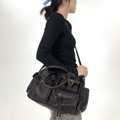 Distressed Multi Pocket Shoulder Bag