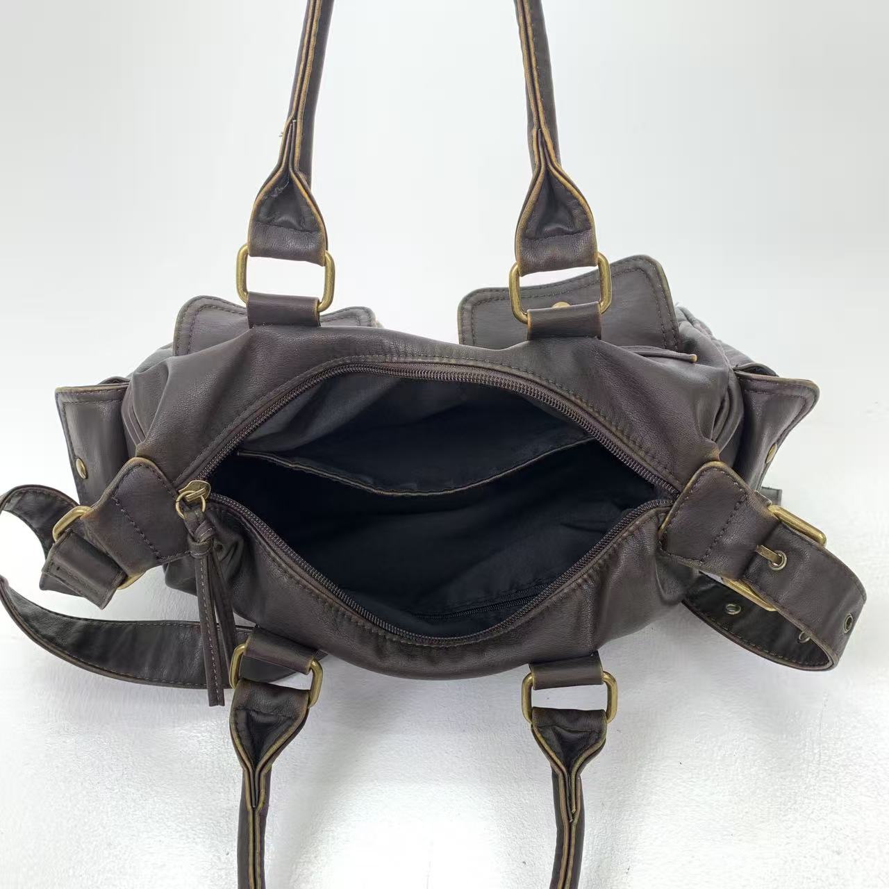 Distressed Multi Pocket Shoulder Bag