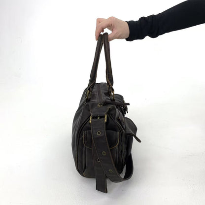 Distressed Multi Pocket Shoulder Bag